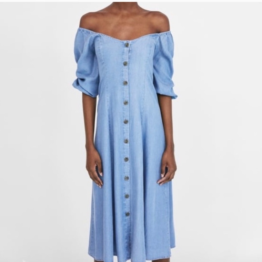 Off the shoulder denim dress